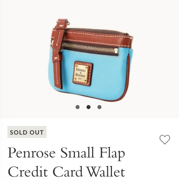 DOONEY & BOURKE PENROSE SMALL FLAP CREDIT CARD WALLET w/KEYCHAIN LIGHT BLUE NWT - Picture 3 of 6